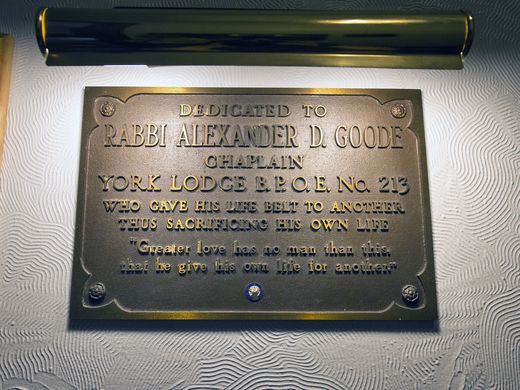 Plaque inside the Lodge in honor of Alexander D. Goode