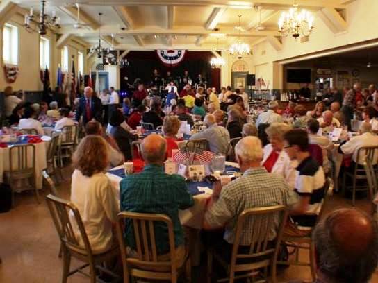 One of the many special events held for Veterans.  In our own "USO" hall Veterans and their guests are treated to dinner along with dancing and music by The Unforgettable Big Band.