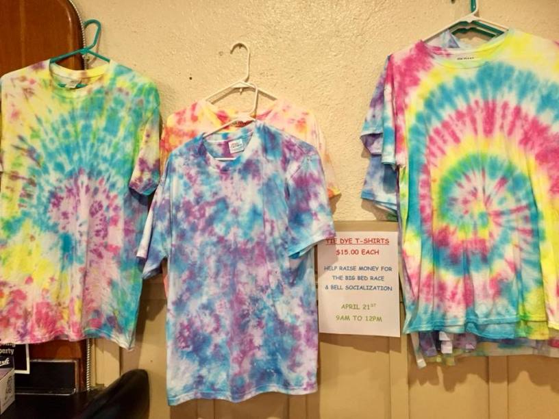 Members of the York Elks made tie-dyed t-shirts for the 2018 theme "The Grateful Bed".  Shirts were sold as a fundraiser.