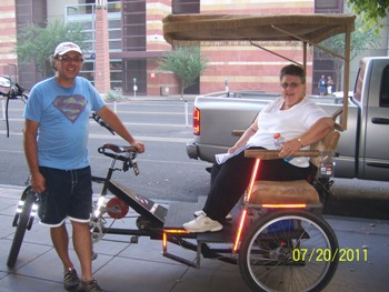 Donna Zimmerman using green transportation to go sightseeing in Phoenix. 
