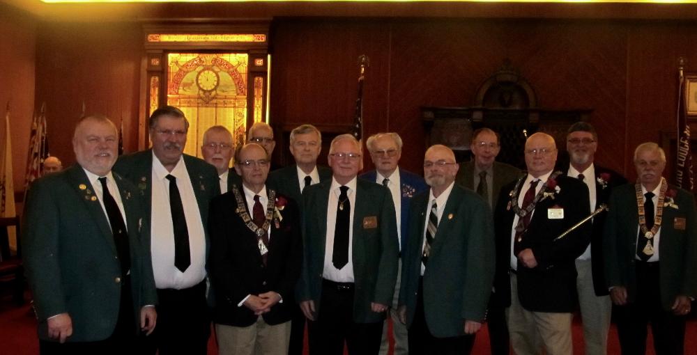 Installing and installed Past Exalted Rulers for the 2017 class of officers.

Pictured l-r:  PDDGER Steve Malone, Todd Lund, Roy Riggs, Chaplain Jim Blasi, Randall Ralls, Gil Smith, Jerry Eifert, Tom Outland, Chuck Kershner, Dr. Larry Durst, Esquire David Malone, Secretary Joel Buoy, and Art Winward.   This the largest gathering of PER's in many a year.