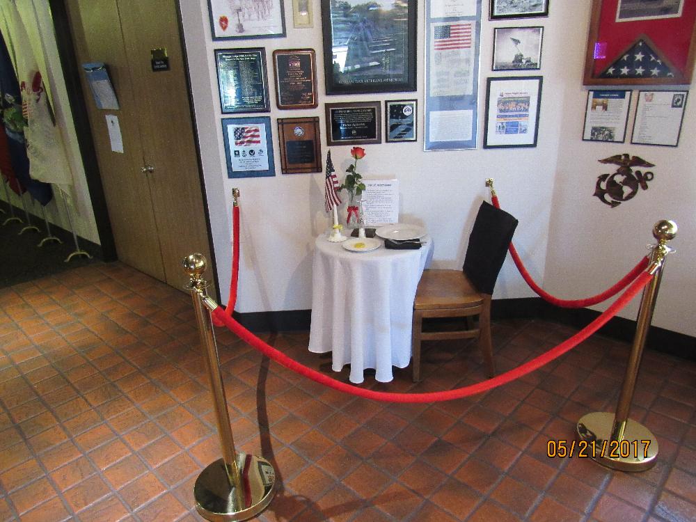 Our Missing Warrior table & Veterans Heritage Corner.