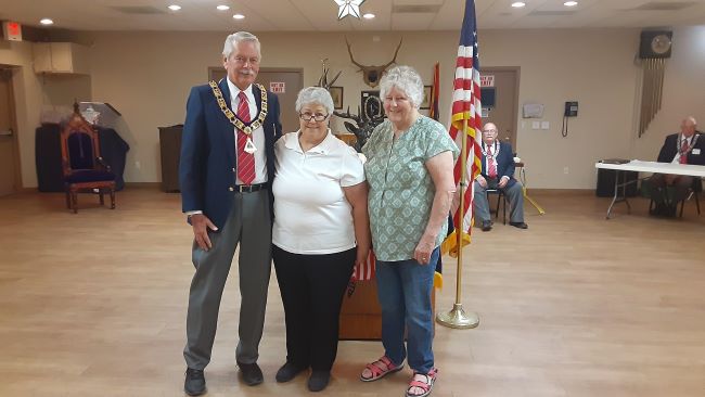 Tucson Elks Lodge #385 newest member July 18, 2023, ER Curtis Winters, (new member) Karen Halstead, proposer Teen Morgan.