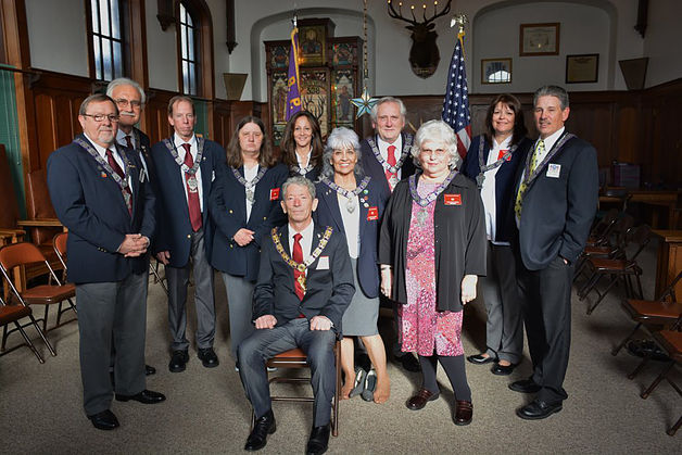 Installation of 2017-2018 Officers
From Left to Right 
Trustee Ty Obenoskey, Lecturing Knight Gary Krowas, Inner Guard Richard Courtney, Tiler Barbara Henslee, Esquire Beth Srour, Secretary Debby Sullivan, Leading Knight Tom Smith, Organist Darlene Grenz, Chaplain Cindy Homa, Loyal Knight Chris Steffani, and Seated is Exalted Ruler John di chiara.  Not pictured: Trustee Hardy Schwarz, Jack Johnson, Michele Smith, Will Grenz and Treasurer Elaine Perez Steffani.