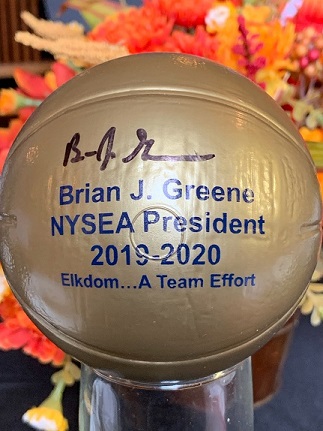 A signed memento of State President Brian Greene's visit to the Owego Lodge