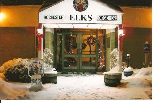 Main entrance to Rochester, NH Elks Lodge #1393 on a New Year's Eve.