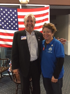 Dr. John Flores, Barnstable Councilman with Donna Medeiros, PER Hyannis Lodge of Elks #1549 