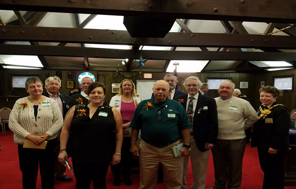 On October 20, 2018 at the annual District Deputy Visitation, we initiated these 10 new members. Please say hello to them if you meet them in the lounge and make them feel welcome!
Front Row L to R: Tricia Murphy, Jacqueleen (Jaqui) Simpson, Michael (Mike) Forit, Alvan Hathaway, Edward (Ed) White with Donna Medeiros, PER  Back Row L to R: David Ethier, James (Jim) Cuddy, Mary Bigwood, James (Jim) Lally,  Not pictured: Ken Doyle 
