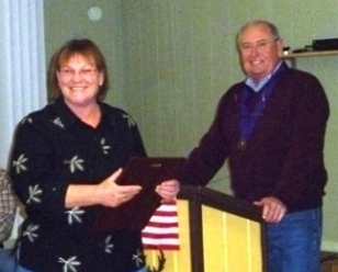 Joe Leming, 2010 Exalted Ruler, selected Brenda Blaylock for the award and recognition as BPOE Lodge #1769  2010 Elk of the Year.  During Joe's presentation of her plaque, he prasied Brenda for being present at all Elk activities during the year and working diligently behind the scenes.