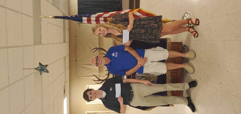 Lafayette Lodge MVS Winners for 2020.
Jack Cooper, MVS Chairman, Dennis M. Barfield, Bryana Whitaker. Each received a $500.00 check from the lodge. Bryana went on to win the District and State competition, also a Four-Year National Scholarship Award.
