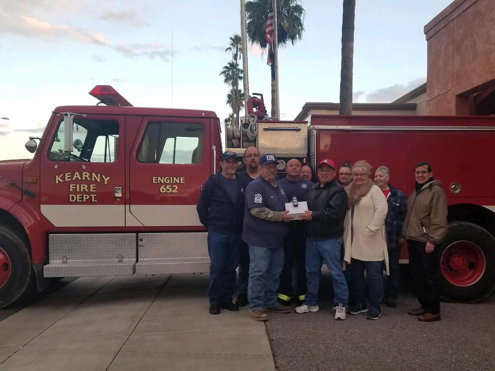Kearny Volunteer Fire receives a "multi-gas detector" from the members of the Kearny Elks Lodge, courtesy of the ENF Anniversary Grant.