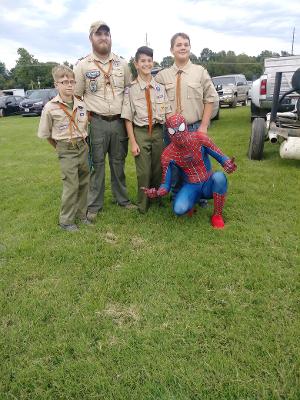 Lebanon Spiderman with our #2557 Scouts at the 2019 Tractor Pull