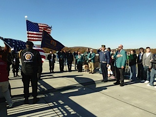 Monthly Flag changing ceremony at the Walkway over the Hudson(WOTH) State Park on a cold November morning 2011