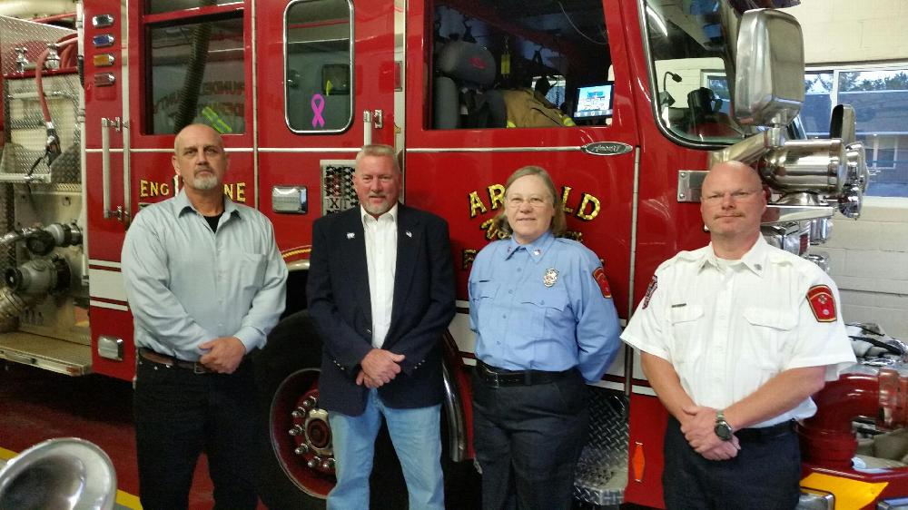 YOUR ENF DONATIONS AT WORK

Arnold Volunteer Fire Dept. $500.00
Chip Muth-Elks Member, PER Les Chapin, Jean Allen-VFD Treasurer, and Randy Hopkins-VFD Chief