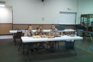 Boy Scouts passing out snack & drinks at the 2011 blood drive.