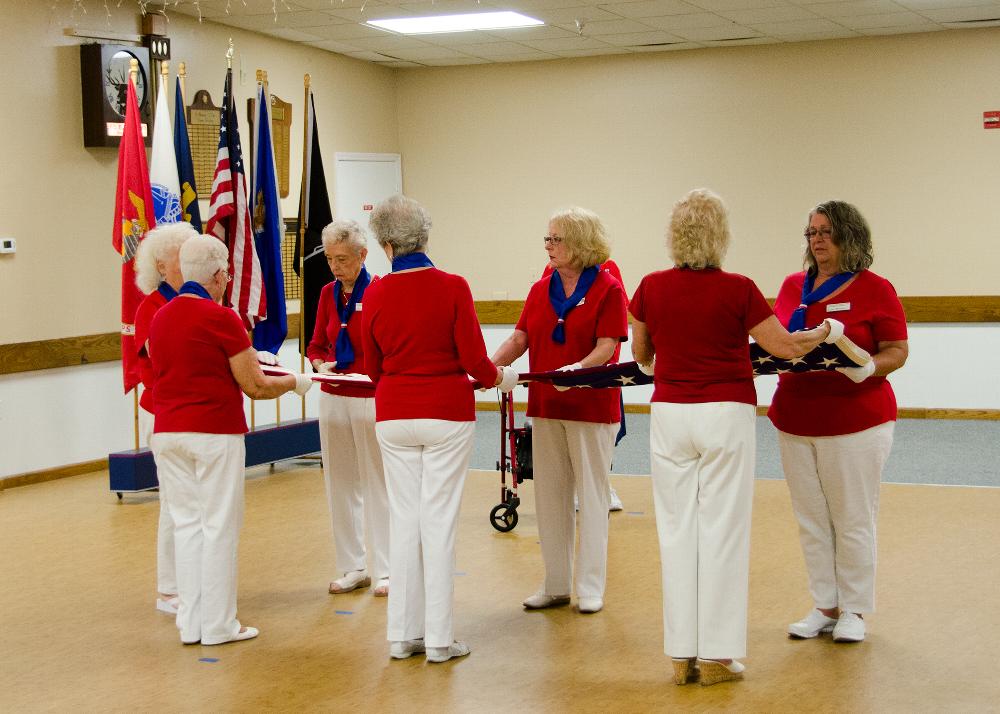 Ladies of the Elks Flag folding ceremony. Each fold, and its meaning is described.