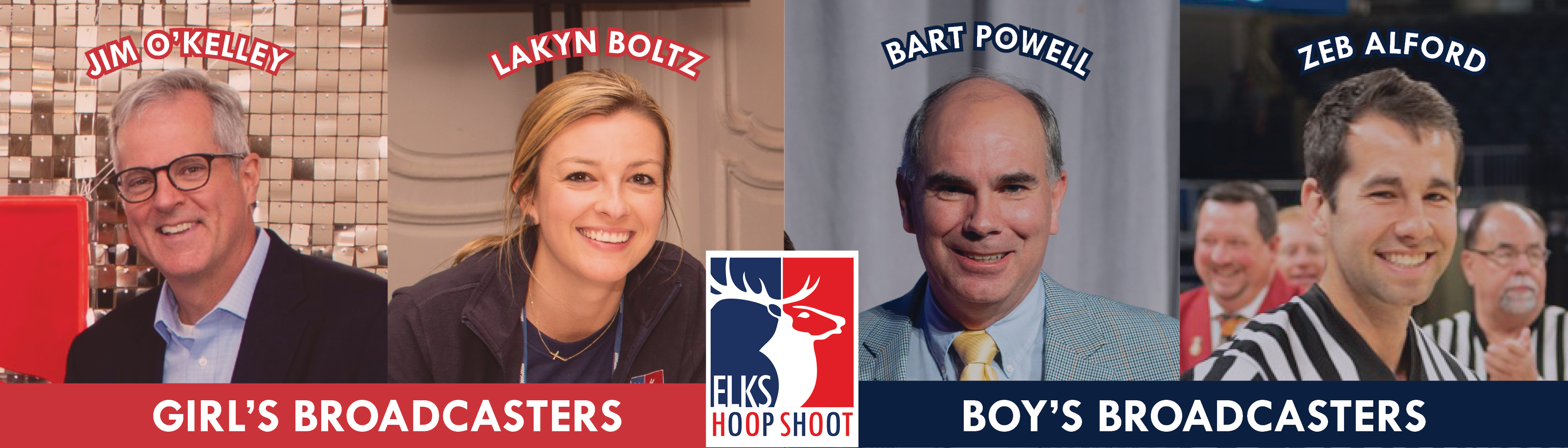 2023 Hoop Shoot Broadcasters Jim O'Kelley, Lakyn Boltz, Bart Powell and Zeb Alford