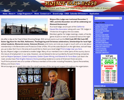 Mojave Elks Lodge Website