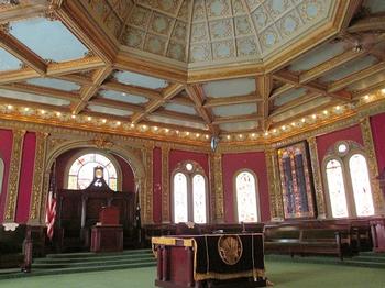 Lodge Meeting room with gold leaf and aquamarine ceiling