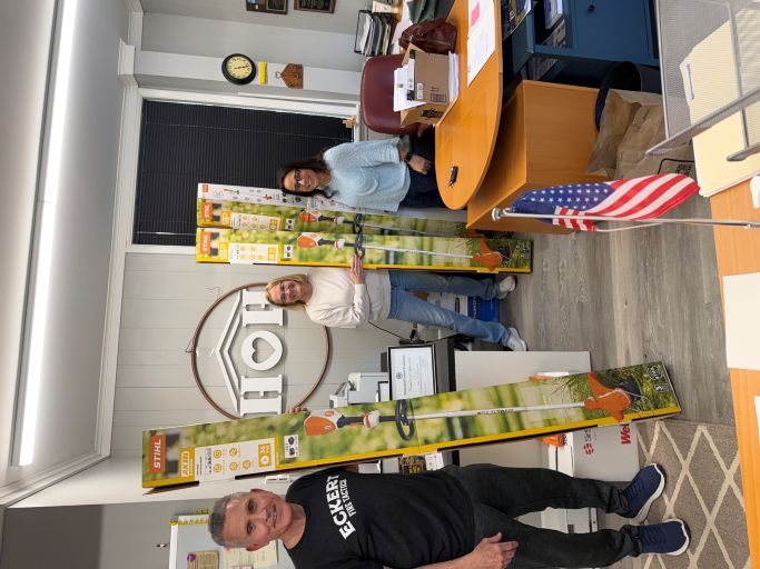 Lodge #25 used the Freedom Grant to purchase wood whackers for House of Heroes for the volunteers to use to maintain the yards of veterans. Photo :Elks member Vin Costanzo, Carol Maye Executive Director HOH-CT, Antoinetta Carmody Leading Knight Elks #25.
