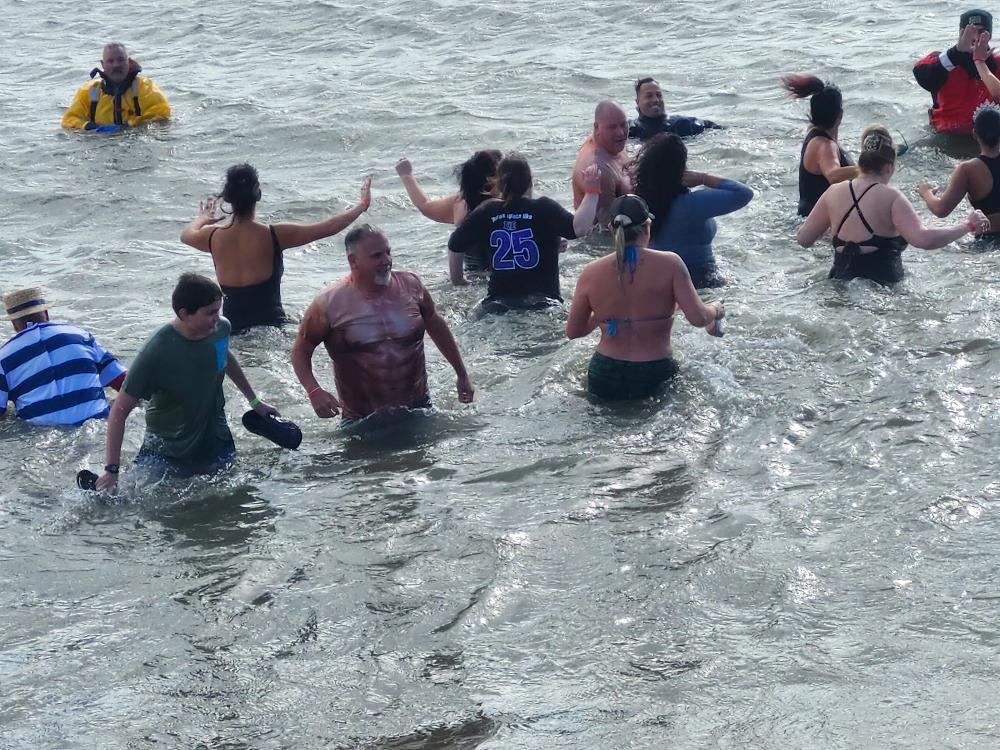 Plunging! Lodge 25 members participating in Penguin Plunge 2025
