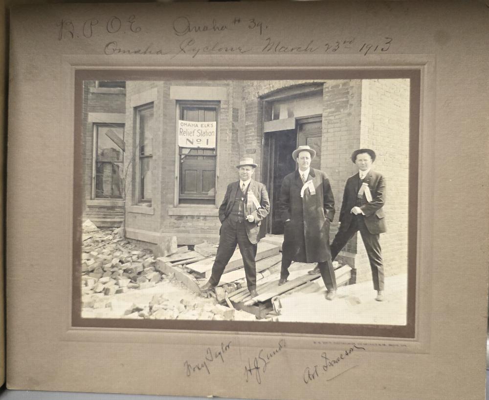 Omaha Elks Relief Station at 24th & Lake Streets following the devastating Omaha Cyclone of March 23, 1913. This storm remains the deadliest tornado in Nebraska’s history.