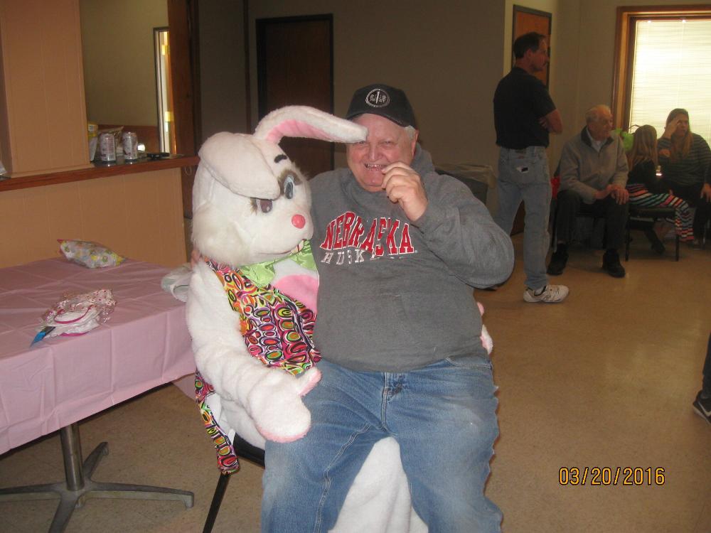 ER Jerry Waldow on Sandie Rabbit lap.