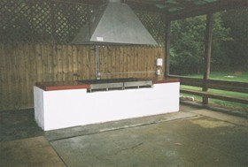 Outdoor cooking facility, natural gas grills.