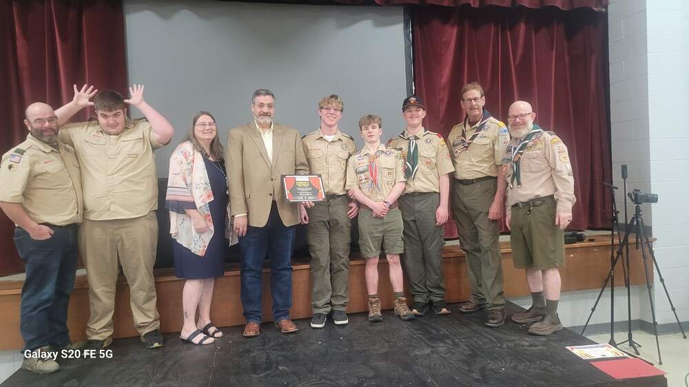 ER Dave Little accepts an Elk Award from the Boy Scouts