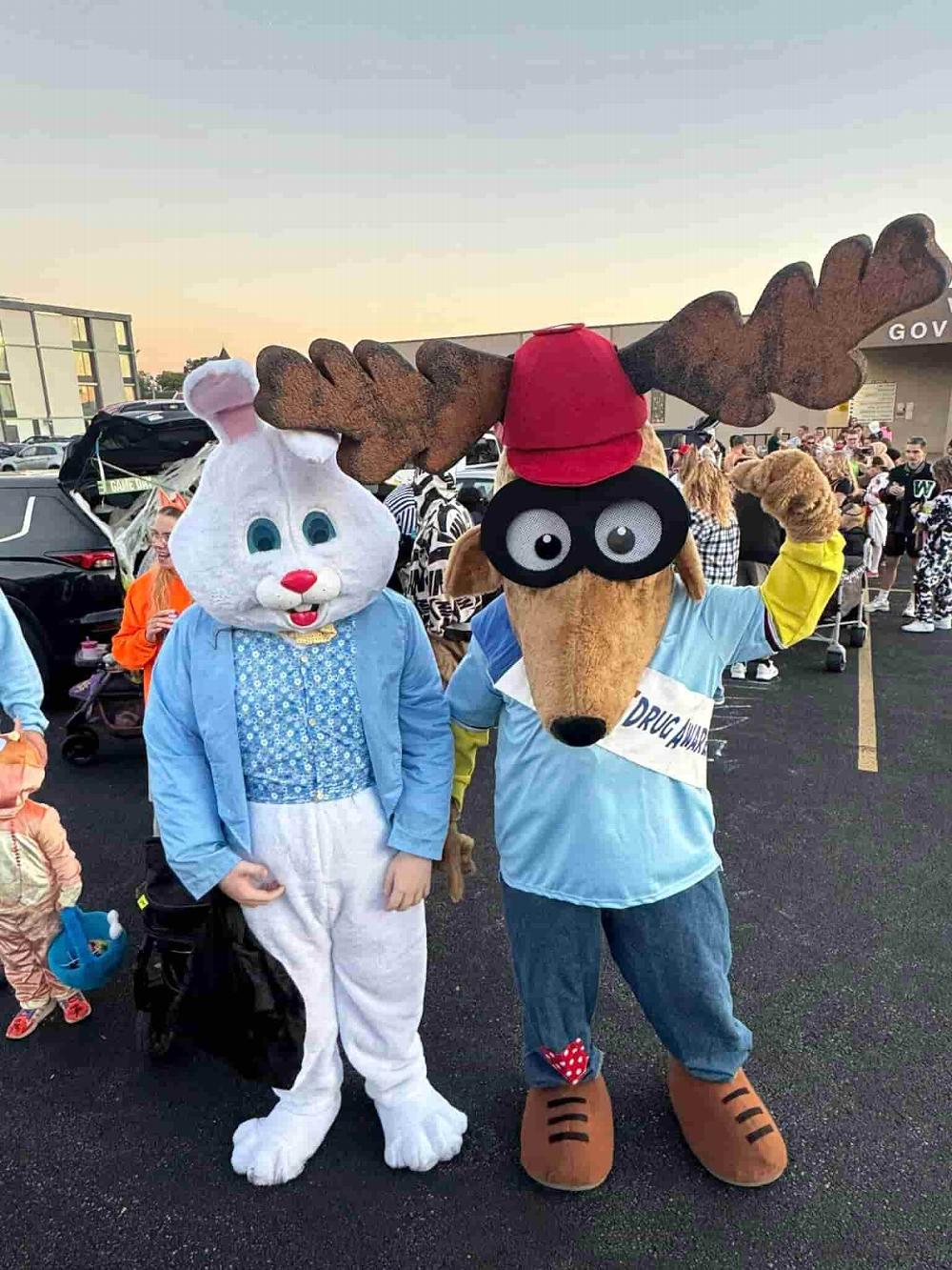 Is that the Easter Bunny at the Trunk or Treat with Elroy?