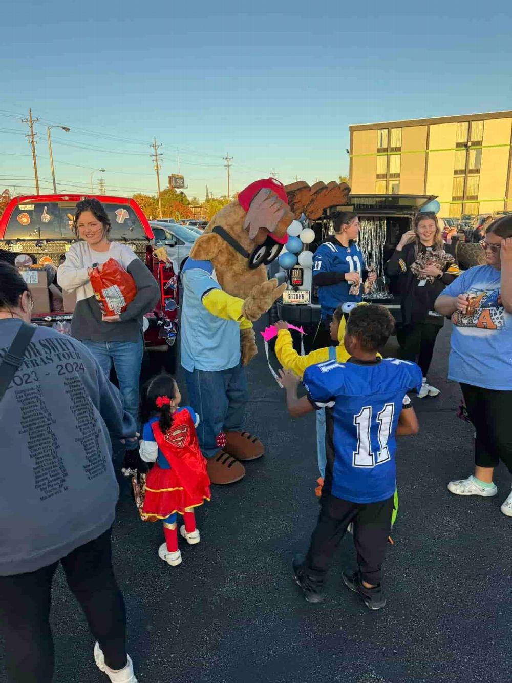 Passing out candy at the Trunk or Treat