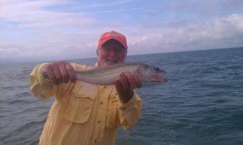 Captain Randy of Bay City Elks Lodge #88 shows off a nice walleye caught on the Heat Wave