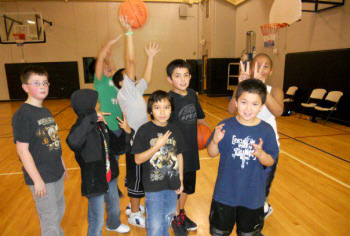 2012 Hoop Shoot boys warming up.