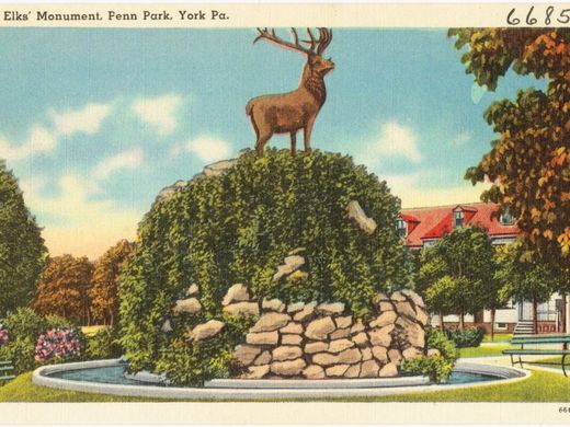 Postcard memorializing the York Lodge #213 Elk in Penn Park 1898.