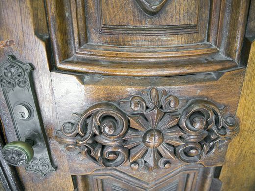 Ornate front door.  