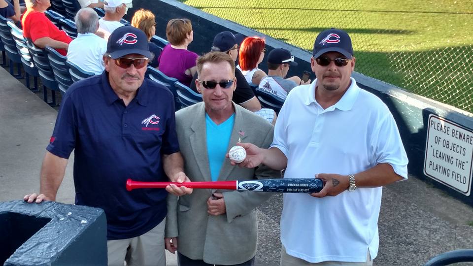 Paducah Chiefs, with signed bat and ball. 2016
