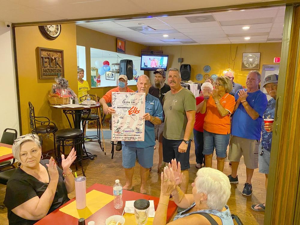 ER Receiving poster from Founder, Jeff Morse, of the Brotherhood Riders