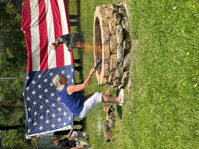 Veteran Services Chair Karen Tracy at the Flag Burning Ceremony