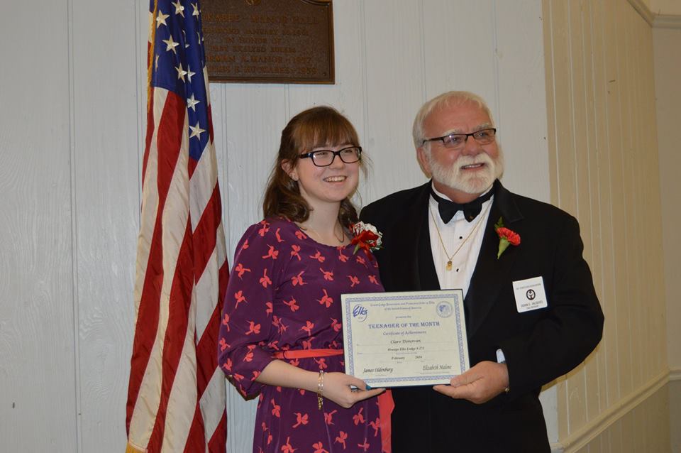 Claire Donovan, Teen of the Month & NYSEA President John Jacques' at 2016 Washington's birthday Celebration