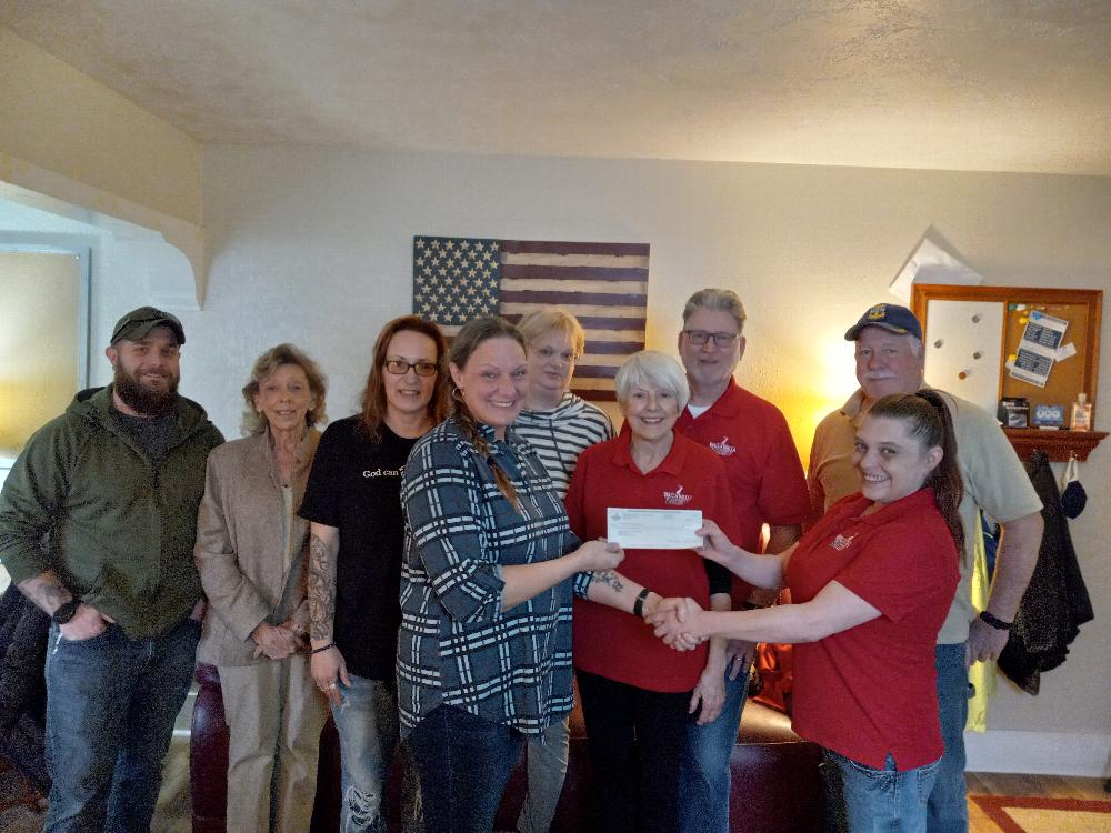 2021-2022 ENF Gratitude Grant presented to DoughtyHome for Veteran Women and the Founder Jennifer Glynn by the Veterans Committee.