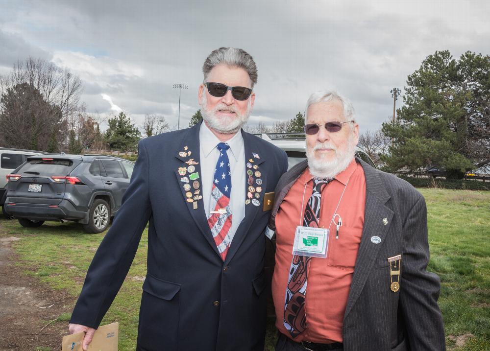 Leading Knight Past Exalted Ruler Tim Stewart and Washington State Association Sargent of Arms Skip Barnes.