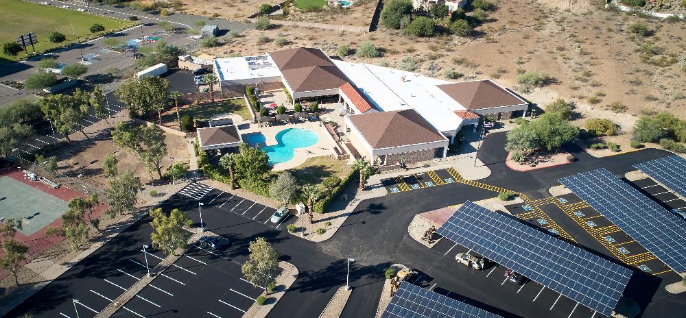 Aerial view of Phoenix Elks Lodge 335.