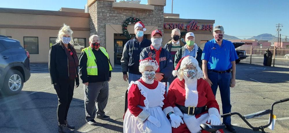 Tucson Elks Lodge #385 members/Santa helpers during the 2020 Lodge #385/Lugo Charities Bike in the Box. 