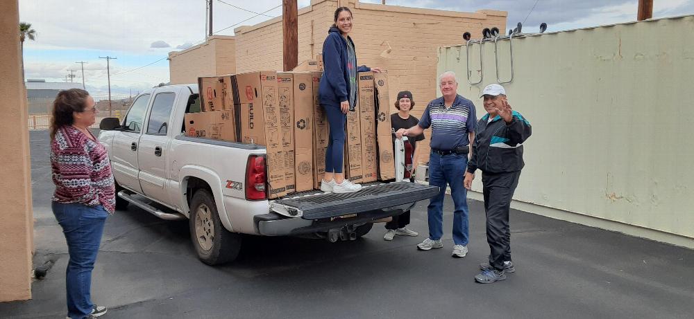 Tucson Elks Lodge 385, ER Wayne Burns and 3rd Year Trustee, Jesse Lugo, Principal, Kira Rendon and her children loading 25 Christmas bicycles that were donated to Ochoa Elementary School in South Tucson, AZ.
This year’s 13th Annual Elks Lodge 385 Bike In A Box event bicycle delivery was prolonged due to logistics issues that prohibited our event to occur. Instead, we had churches, schools, nonprofit organizations, and youth support agencies either pickup the bicycles or we scheduled to deliver them as we received our 500 purchased bicycles from our vendor.
More information at www.LugoCharities.com