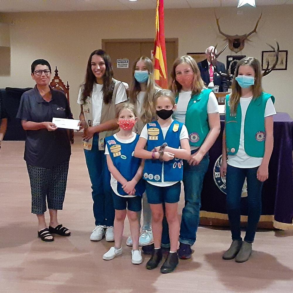 Girl Scout Troup #460 assisted in Flag Day Ceremony June 11, 2021 and received a donation of $500.00 from PER M. Lopez for their help. 