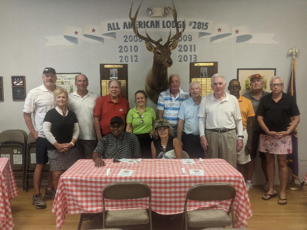 Tucson Elks Lodge 385 golfers attended the Major Projects fund raiser at Oro Valley Country Club on Monday August 23rd.

Left to Right: Mike Lessley, Katrina Sharp, Chris Dimit, Jim Sanford, Greg Price, Katie Murdoch Executive Director AEA Major Projects, Deanna McKinney, Wayne Burns, Bob Holyoak, Wayne Thompson, Jerry Ford, Gary Turner, Sheri Turner.

Wayne Thompson’s team won first place shooting 62 and Jim Sanford’s team won 2nd place shooting 63. 
Katina Sharp won closest to the pin on hole 17 with a 9 ft 8 in shot from the pin.  The Tucson golfers contributed $675.00 to Major Projects.

Thank you to Catalina Lodge 2815 for sponsoring the golf tournament.

 