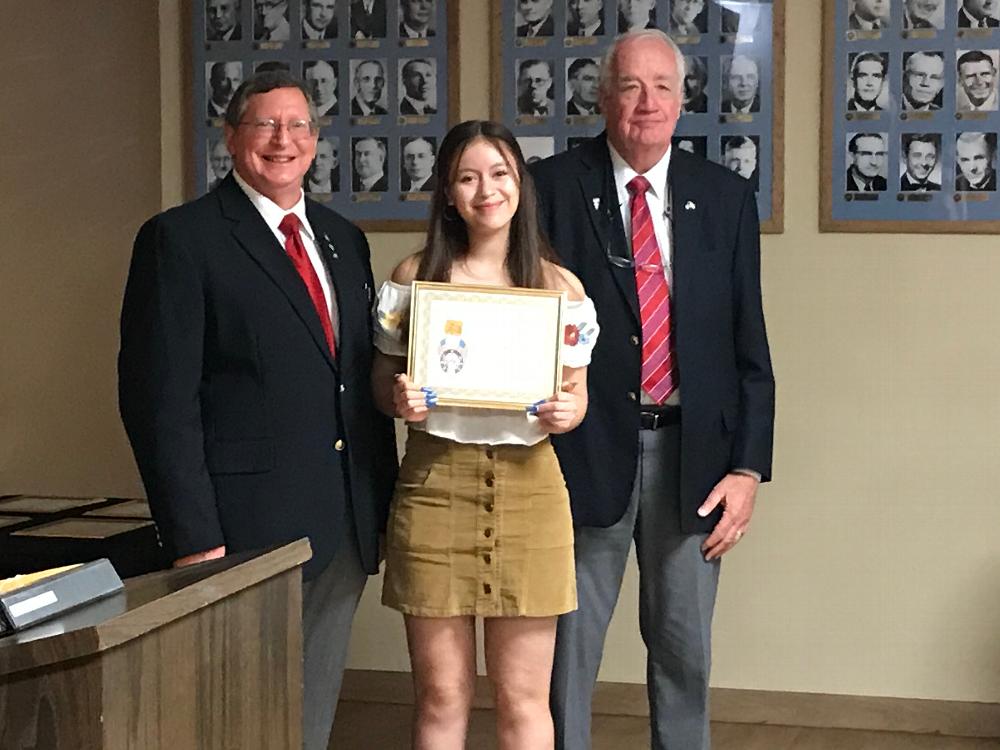 L to R-Tucson #385 Scholarship Chair J. Sanford, Youth Week Scholarship recipient, ER W. Burns.  Tucson Lodge #385 donated $7,000 to 8 recipients on May 2, 2021.  The AEA South district selected 7 of our seniors with an additional $14,000, for a total of $21,000 in Scholarships. 