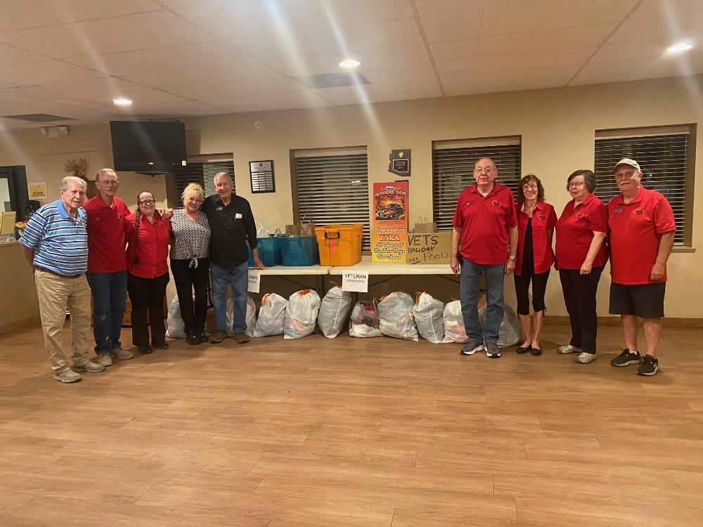 On November 6, 2025, the Tucson Az Southern Arizona Hot Rod Association donated various items such as food, clothing to Tucson AZ Lodge #385 and being sent to the Veterans located at the Tucson AZ Veterans, Fisher, Esperanza homes and VA homeless.  Total donations were approximately $2,400.00.
Pictured from left to right PER Jim, Street Rod members, Lodge member Laura, Lodge member and Street Rod President Gary , donations and other members of Tucson AZ Street Rod association.