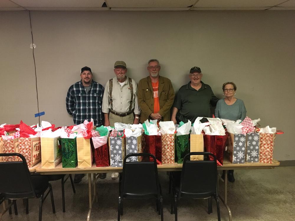 CREATED CHRISTMAS BAGS TO BE GIVEN TO VETERANS AT VA HOSPITAL FROM A DONATION BY CAROLYN BENNETT AS MEMORIAL TO HER HUSBAND DOC BENNETT