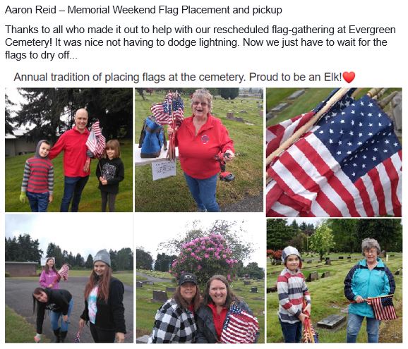 Memorial Day Flag Placement at Evergreen Cemetary.